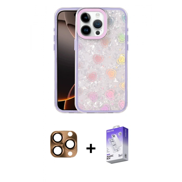 MARSİLYAN™- iPhone 16 Pro Max Kılıf Odak Prime - Siyah Bilvis 5in1 3D Magic Cam Ekran Koruyucu + Çöl Titanyum Pers Alüminyum Kamera Lens