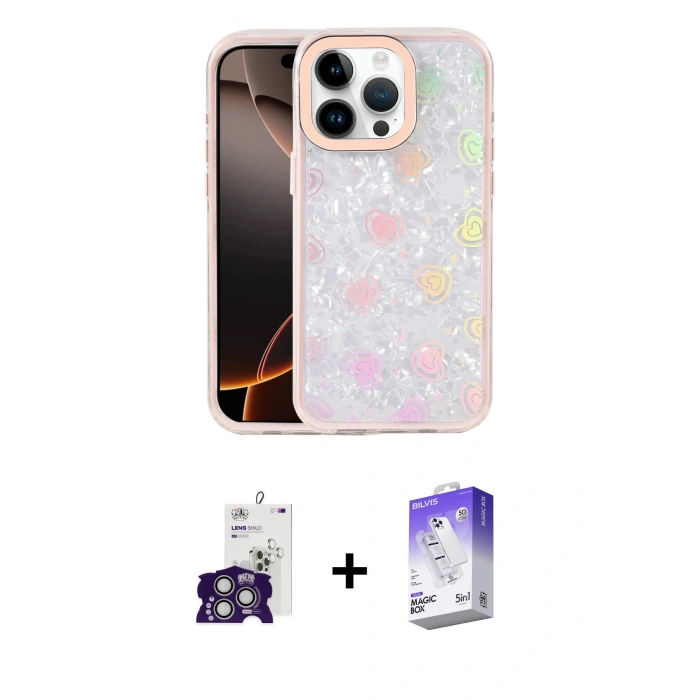 MARSİLYAN™- iPhone 16 Pro Max Kılıf Odak Prime - Siyah Bilvis 5in1 3D Magic Cam Ekran Koruyucu + Bilvis Titan Kamera Lens - GS