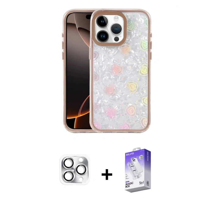 MARSİLYAN™- iPhone 16 Pro Max Kılıf Odak Prime - Siyah Bilvis 5in1 3D Magic Cam Ekran Koruyucu + Pers Alüminyum Kamera Lens - GS