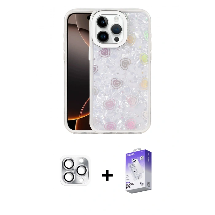 MARSİLYAN™- iPhone 16 Pro Max Kılıf Odak Prime - Siyah Bilvis 5in1 3D Magic Cam Ekran Koruyucu + Pers Alüminyum Kamera Lens - GS