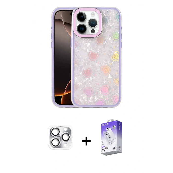 MARSİLYAN™- iPhone 16 Pro Max Kılıf Odak Prime - Siyah Bilvis 5in1 3D Magic Cam Ekran Koruyucu + Pers Alüminyum Kamera Lens - GS