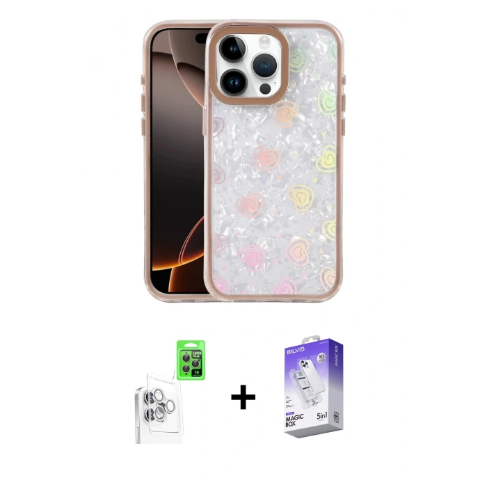 MARSİLYAN™- iPhone 16 Pro Max Kılıf Odak Prime - Siyah Bilvis 5in1 3D Magic Cam Ekran Koruyucu + Raze Metal Kamera Lens - BZ