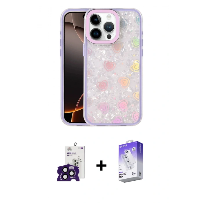 MARSİLYAN™- iPhone 16 Pro Max Kılıf Odak Prime - Siyah Bilvis 5in1 3D Magic Cam Ekran Koruyucu + Bilvis Titan Kamera Lens - SH