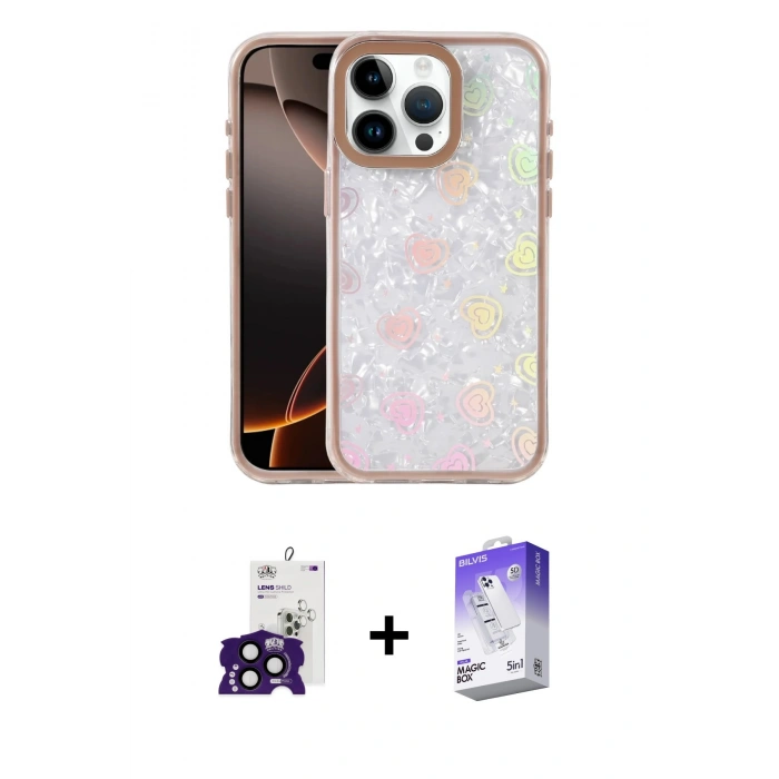 MARSİLYAN™- iPhone 16 Pro Max Kılıf Odak Prime - Siyah Bilvis 5in1 3D Magic Cam Ekran Koruyucu + Bilvis Titan Kamera Lens - SH