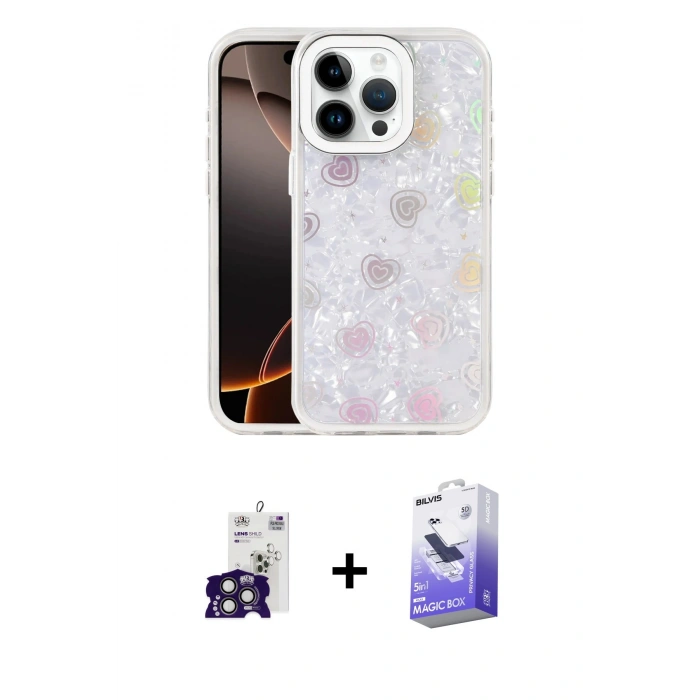 MARSİLYAN™- iPhone 16 Pro Max Kılıf Odak Prime - Siyah Bilvis 5in1 5D Magic Hayalet Cam Ekran Koruyucu + Bilvis Titan Kamera Lens - TMGI