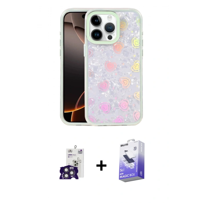 MARSİLYAN™- iPhone 16 Pro Max Kılıf Odak Prime - Siyah Bilvis 5in1 5D Magic Hayalet Cam Ekran Koruyucu + Bilvis Titan Kamera Lens - TMGI