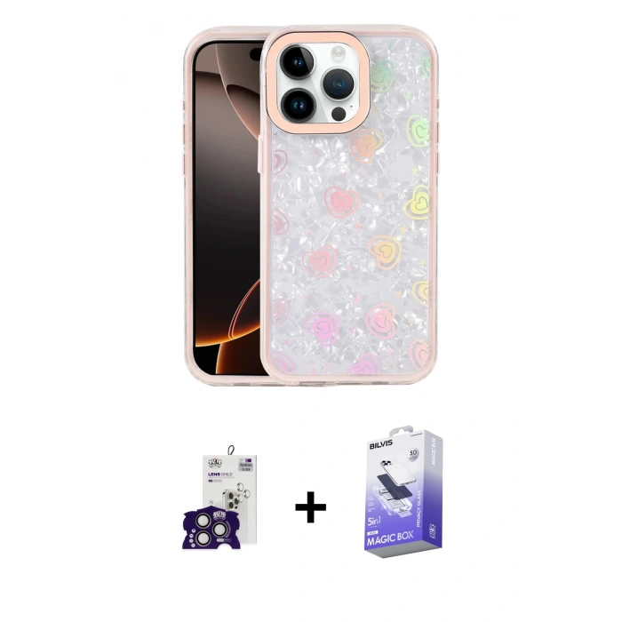 MARSİLYAN™- iPhone 16 Pro Max Kılıf Odak Prime - Siyah Bilvis 5in1 5D Magic Hayalet Cam Ekran Koruyucu + Bilvis Titan Kamera Lens - TMGI
