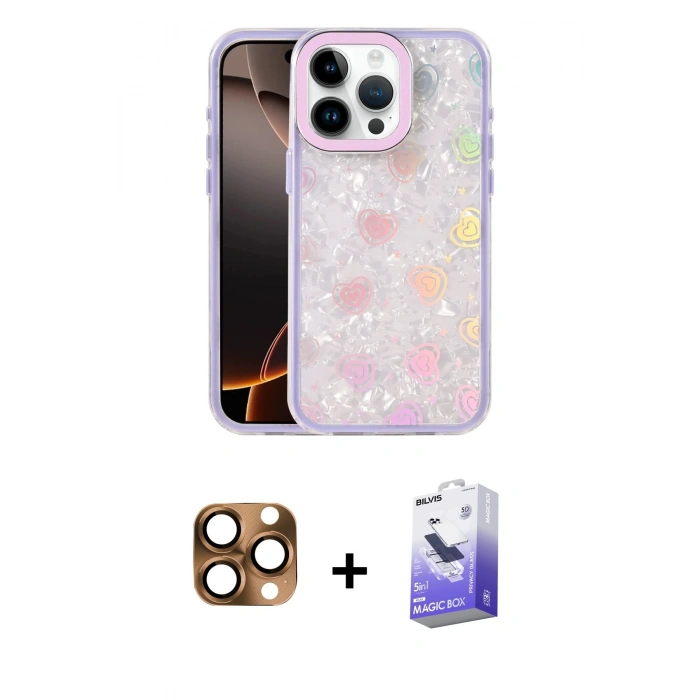 MARSİLYAN™- iPhone 16 Pro Max Kılıf Odak Prime - Siyah Bilvis 5in1 5D Magic Hayalet Cam Ekran Koruyucu + Pers Alüminyum Kamera Lens - CLTM