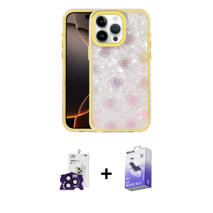 MARSİLYAN™- iPhone 16 Pro Max Kılıf Odak Prime - Siyah Bilvis 5in1 5D Magic Hayalet Cam Ekran Koruyucu + Bilvis Titan Kamera Lens - SH