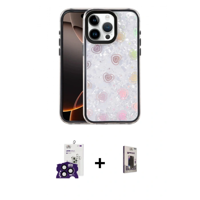 MARSİLYAN™- iPhone 16 Pro Max Kılıf Odak Prime - Siyah Bilvis Hayalet Cam Ekran Koruyucu + Bilvis Titan Kamera Lens - SH