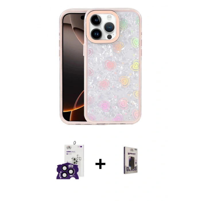 MARSİLYAN™- iPhone 16 Pro Max Kılıf Odak Prime - Siyah Bilvis Hayalet Cam Ekran Koruyucu + Bilvis Titan Kamera Lens - SH