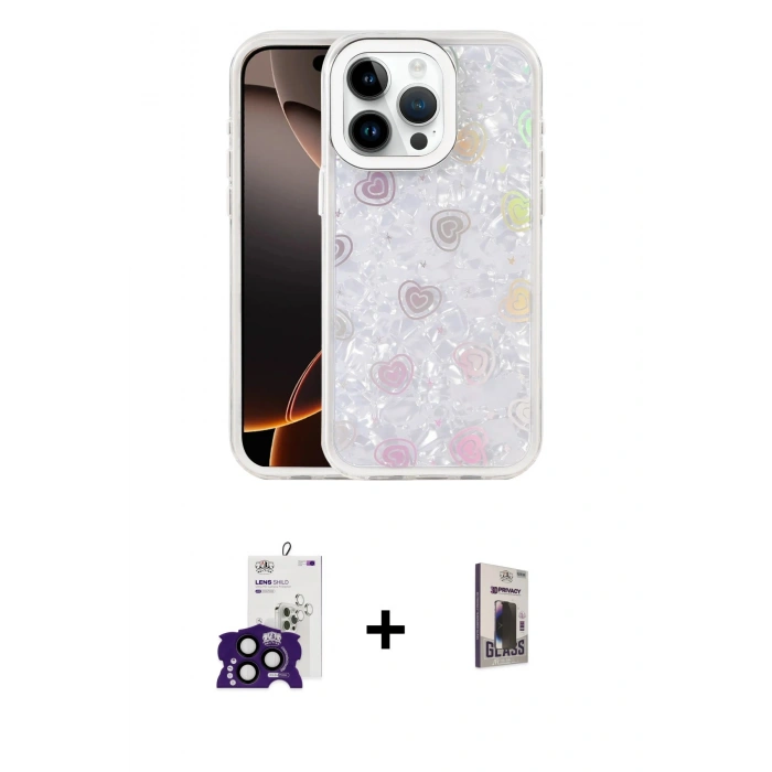 MARSİLYAN™- iPhone 16 Pro Max Kılıf Odak Prime - Siyah Bilvis Hayalet Cam Ekran Koruyucu + Bilvis Titan Kamera Lens - SH
