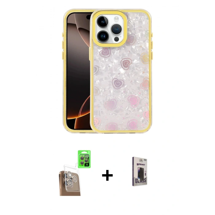 MARSİLYAN™- iPhone 16 Pro Max Kılıf Odak Prime - Siyah Bilvis Hayalet Cam Ekran Koruyucu + Raze Metal Kamera Lens - CLTM