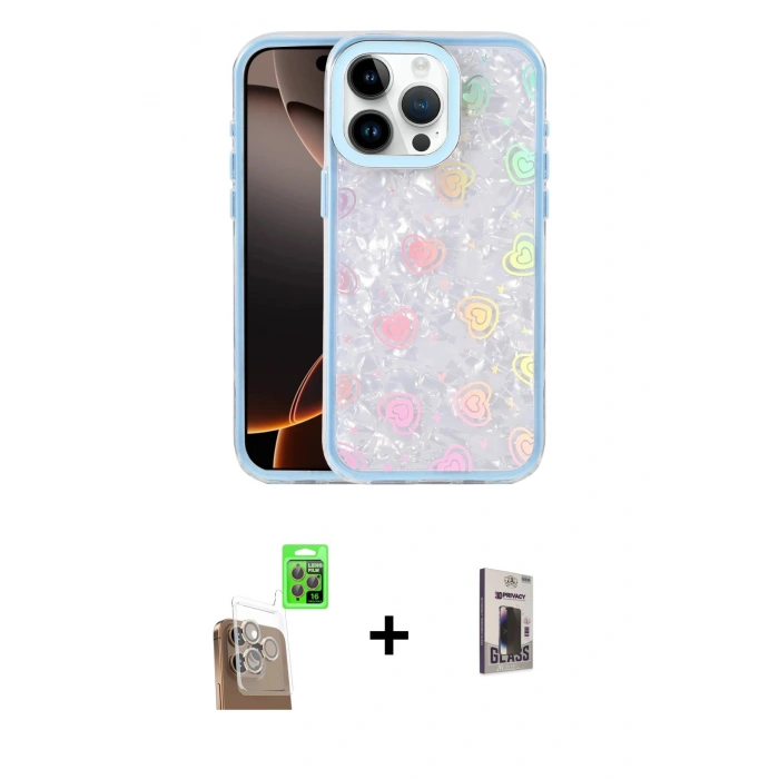 MARSİLYAN™- iPhone 16 Pro Max Kılıf Odak Prime - Siyah Bilvis Hayalet Cam Ekran Koruyucu + Raze Metal Kamera Lens - CLTM