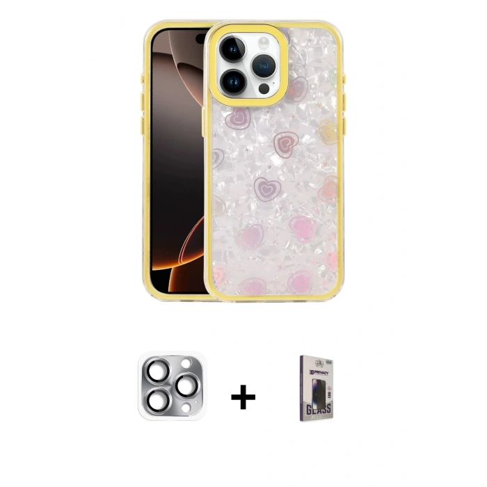 MARSİLYAN™- iPhone 16 Pro Max Kılıf Odak Prime - Siyah Bilvis Hayalet Cam Ekran Koruyucu + Pers Alüminyum Kamera Lens - GI