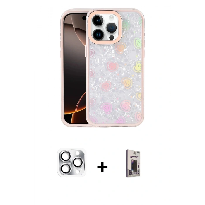 MARSİLYAN™- iPhone 16 Pro Max Kılıf Odak Prime - Siyah Bilvis Hayalet Cam Ekran Koruyucu + Pers Alüminyum Kamera Lens - GS