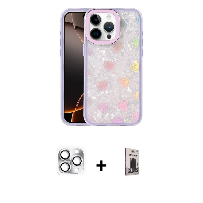 MARSİLYAN™- iPhone 16 Pro Max Kılıf Odak Prime - Siyah Bilvis Hayalet Cam Ekran Koruyucu + Pers Alüminyum Kamera Lens - GS