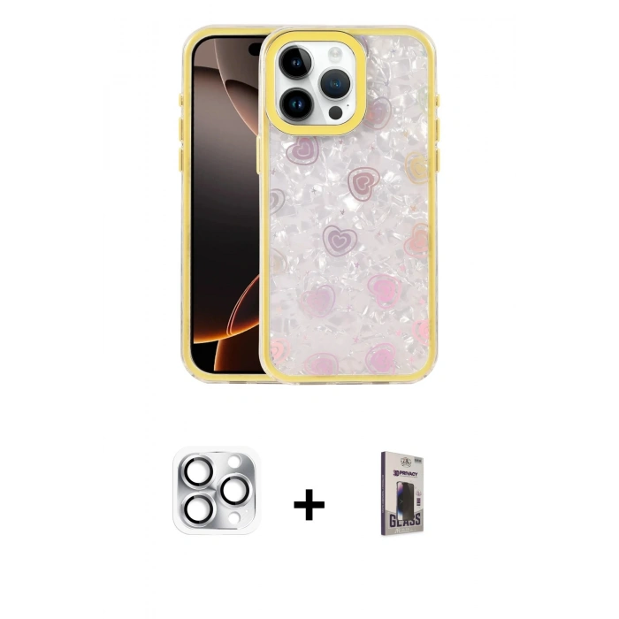 MARSİLYAN™- iPhone 16 Pro Max Kılıf Odak Prime - Siyah Bilvis Hayalet Cam Ekran Koruyucu + Pers Alüminyum Kamera Lens - GS