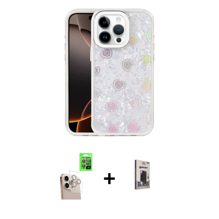 MARSİLYAN™- iPhone 16 Pro Max Kılıf Odak Prime - Siyah Bilvis Hayalet Cam Ekran Koruyucu + Raze Metal Kamera Lens - NLGY