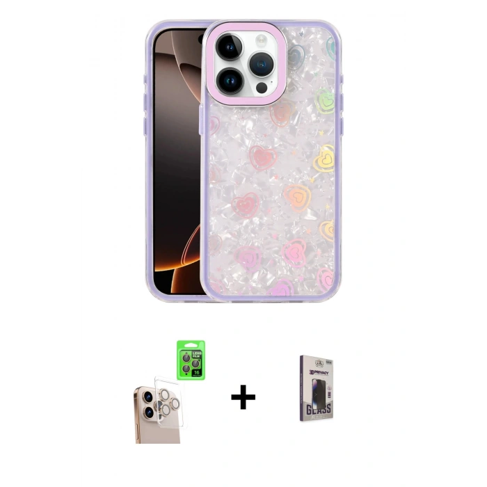 MARSİLYAN™- iPhone 16 Pro Max Kılıf Odak Prime - Siyah Bilvis Hayalet Cam Ekran Koruyucu + Raze Metal Kamera Lens - NLGY