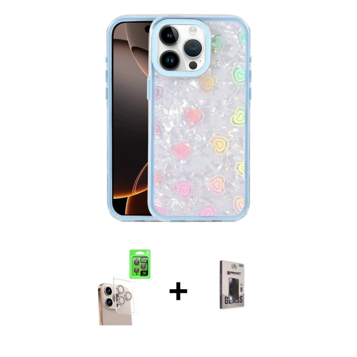MARSİLYAN™- iPhone 16 Pro Max Kılıf Odak Prime - Siyah Bilvis Hayalet Cam Ekran Koruyucu + Raze Metal Kamera Lens - NLGY