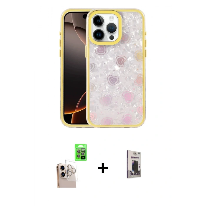 MARSİLYAN™- iPhone 16 Pro Max Kılıf Odak Prime - Siyah Bilvis Hayalet Cam Ekran Koruyucu + Raze Metal Kamera Lens - NLGY