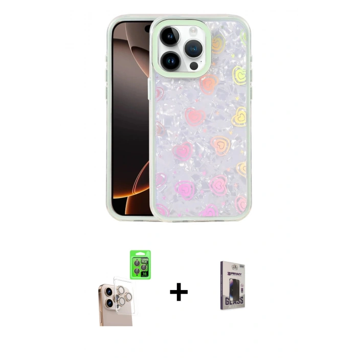 MARSİLYAN™- iPhone 16 Pro Max Kılıf Odak Prime - Siyah Bilvis Hayalet Cam Ekran Koruyucu + Raze Metal Kamera Lens - NLGY