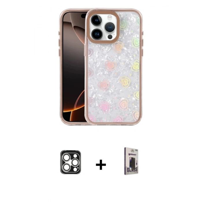 MARSİLYAN™- iPhone 16 Pro Max Kılıf Odak Prime - Siyah Bilvis Hayalet Cam Ekran Koruyucu + PVD Metal Kamera Lens - GS