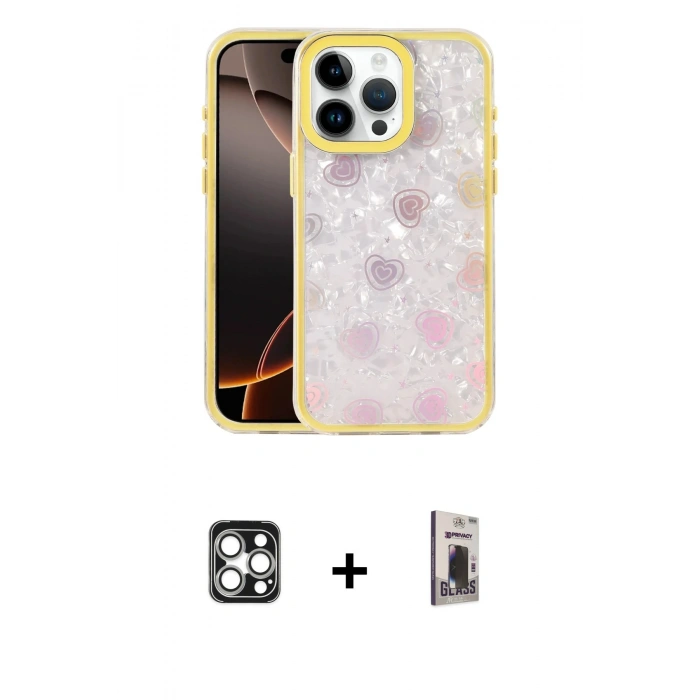 MARSİLYAN™- iPhone 16 Pro Max Kılıf Odak Prime - Siyah Bilvis Hayalet Cam Ekran Koruyucu + PVD Metal Kamera Lens - GS