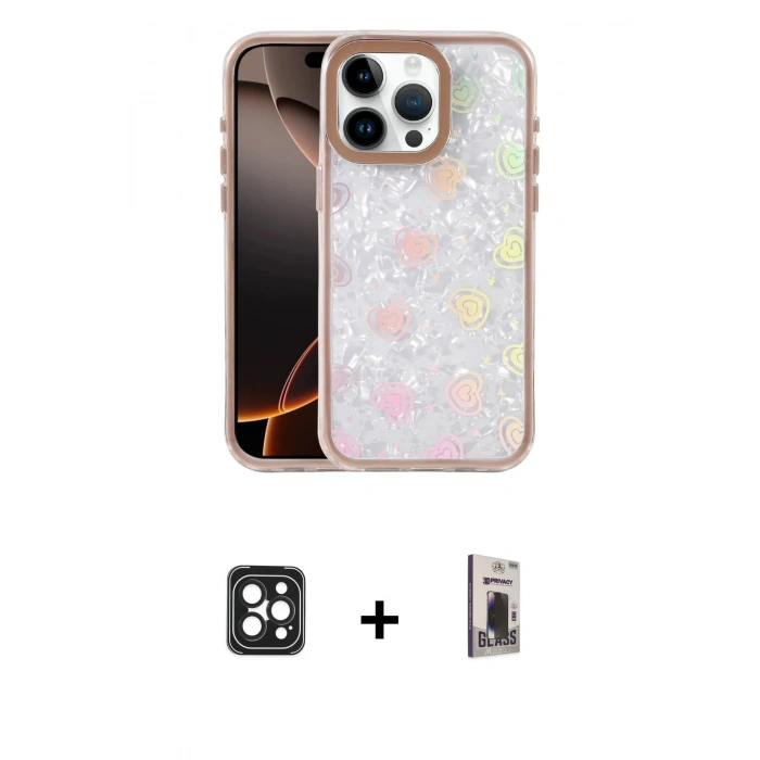 MARSİLYAN™- iPhone 16 Pro Max Kılıf Odak Prime - Siyah Bilvis Hayalet Cam Ekran Koruyucu + PVD Metal Kamera Lens - SH