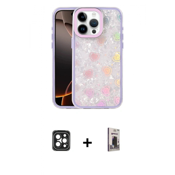 MARSİLYAN™- iPhone 16 Pro Max Kılıf Odak Prime - Siyah Bilvis Hayalet Cam Ekran Koruyucu + PVD Metal Kamera Lens - SH