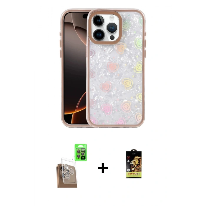 MARSİLYAN™- iPhone 16 Pro Max Kılıf Odak Prime - Siyah Buffer Cam Ekran Koruyucu + Raze Metal Kamera Lens - CLTM