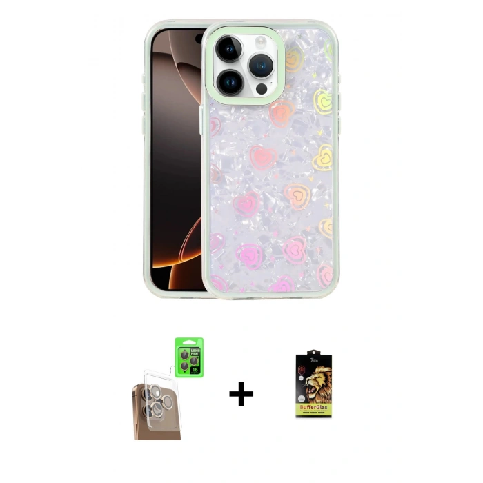 MARSİLYAN™- iPhone 16 Pro Max Kılıf Odak Prime - Siyah Buffer Cam Ekran Koruyucu + Raze Metal Kamera Lens - CLTM