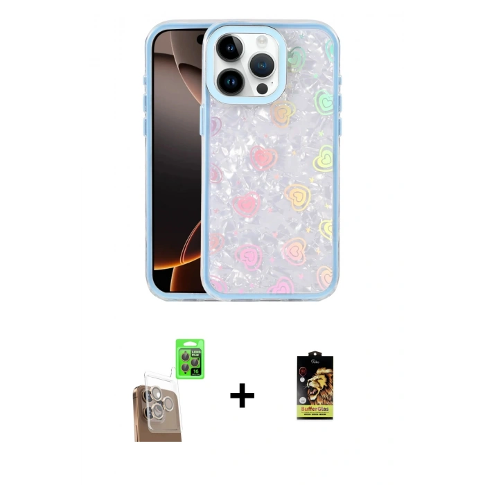 MARSİLYAN™- iPhone 16 Pro Max Kılıf Odak Prime - Siyah Buffer Cam Ekran Koruyucu + Raze Metal Kamera Lens - CLTM