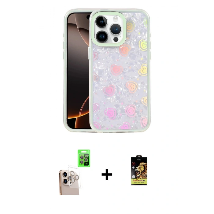 MARSİLYAN™- iPhone 16 Pro Max Kılıf Odak Prime - Siyah Buffer Cam Ekran Koruyucu + Natural Grey Raze Metal Kamera Lens