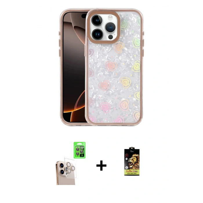MARSİLYAN™- iPhone 16 Pro Max Kılıf Odak Prime - Siyah Buffer Cam Ekran Koruyucu + Natural Grey Raze Metal Kamera Lens