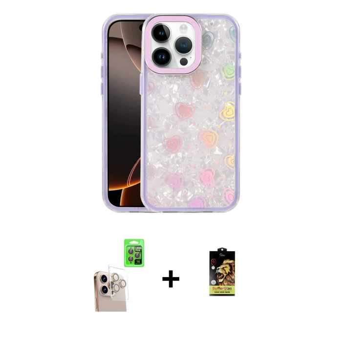 MARSİLYAN™- iPhone 16 Pro Max Kılıf Odak Prime - Siyah Buffer Cam Ekran Koruyucu + Natural Grey Raze Metal Kamera Lens
