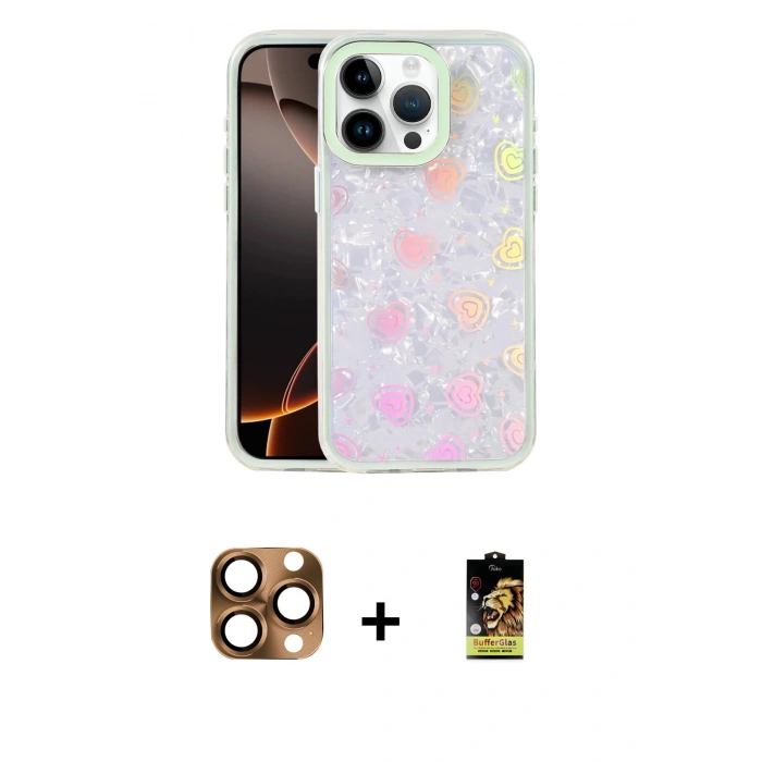 MARSİLYAN™- iPhone 16 Pro Max Kılıf Odak Prime - Siyah Buffer Cam Ekran Koruyucu + Pers Alüminyum Kamera Lens - CLTM
