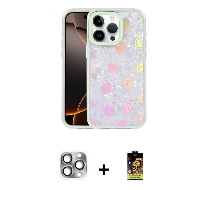 MARSİLYAN™- iPhone 16 Pro Max Kılıf Odak Prime - Siyah Buffer Cam Ekran Koruyucu + Pers Alüminyum Kamera Lens - GI