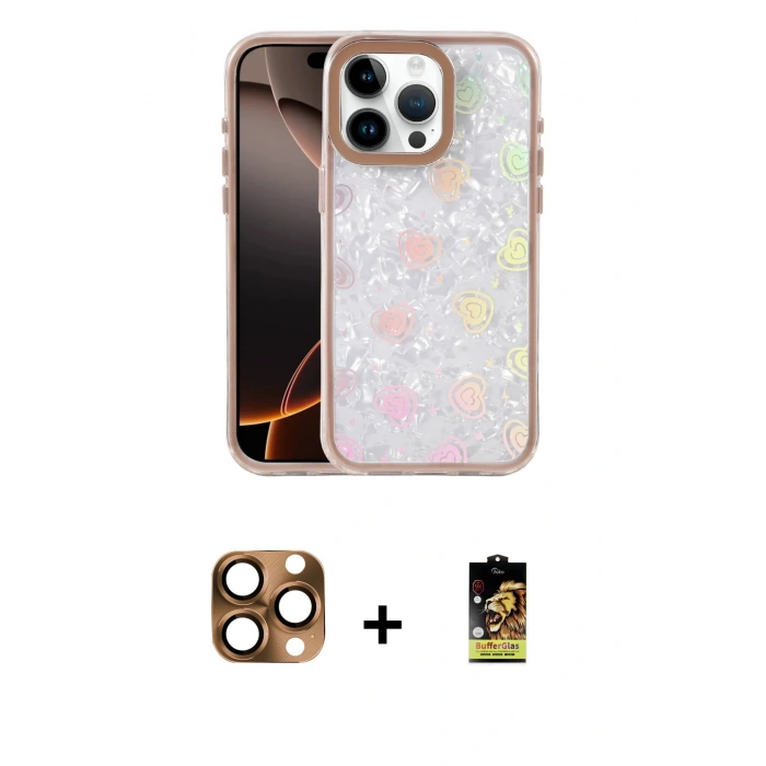 MARSİLYAN™- iPhone 16 Pro Max Kılıf Odak Prime - Siyah Buffer Cam Ekran Koruyucu + Pers Alüminyum Kamera Lens - CLTM