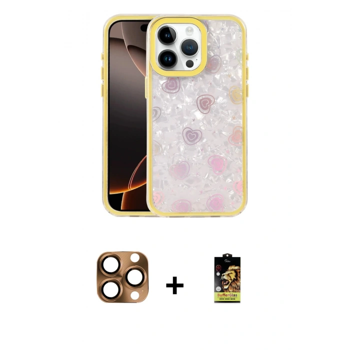 MARSİLYAN™- iPhone 16 Pro Max Kılıf Odak Prime - Siyah Buffer Cam Ekran Koruyucu + Pers Alüminyum Kamera Lens - CLTM