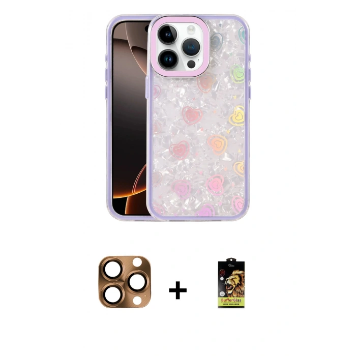 MARSİLYAN™- iPhone 16 Pro Max Kılıf Odak Prime - Siyah Buffer Cam Ekran Koruyucu + Pers Alüminyum Kamera Lens - CLTM