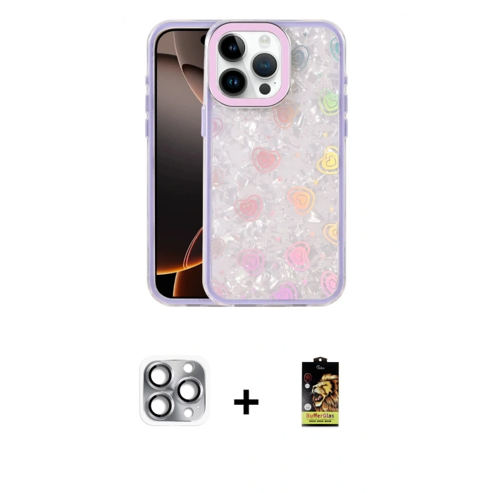 MARSİLYAN™- iPhone 16 Pro Max Kılıf Odak Prime - Siyah Buffer Cam Ekran Koruyucu + Pers Alüminyum Kamera Lens - GI