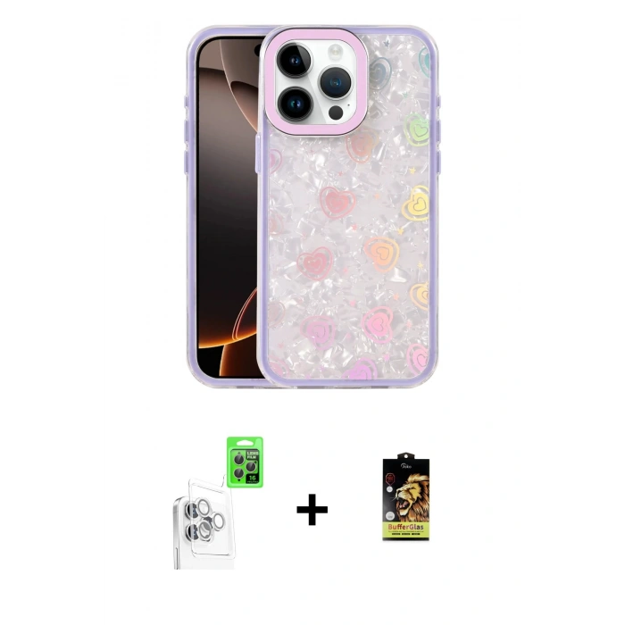 MARSİLYAN™- iPhone 16 Pro Max Kılıf Odak Prime - Siyah Buffer Cam Ekran Koruyucu + Raze Metal Kamera Lens - BZ
