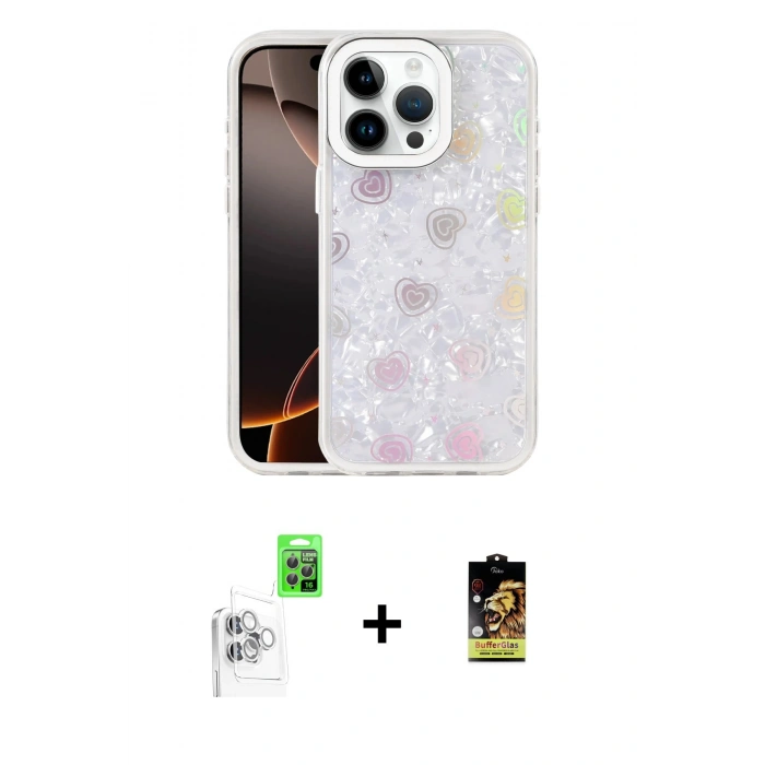 MARSİLYAN™- iPhone 16 Pro Max Kılıf Odak Prime - Siyah Buffer Cam Ekran Koruyucu + Raze Metal Kamera Lens - BZ
