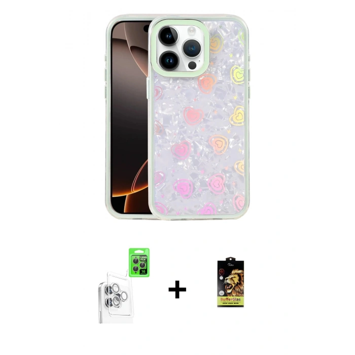 MARSİLYAN™- iPhone 16 Pro Max Kılıf Odak Prime - Siyah Buffer Cam Ekran Koruyucu + Raze Metal Kamera Lens - BZ
