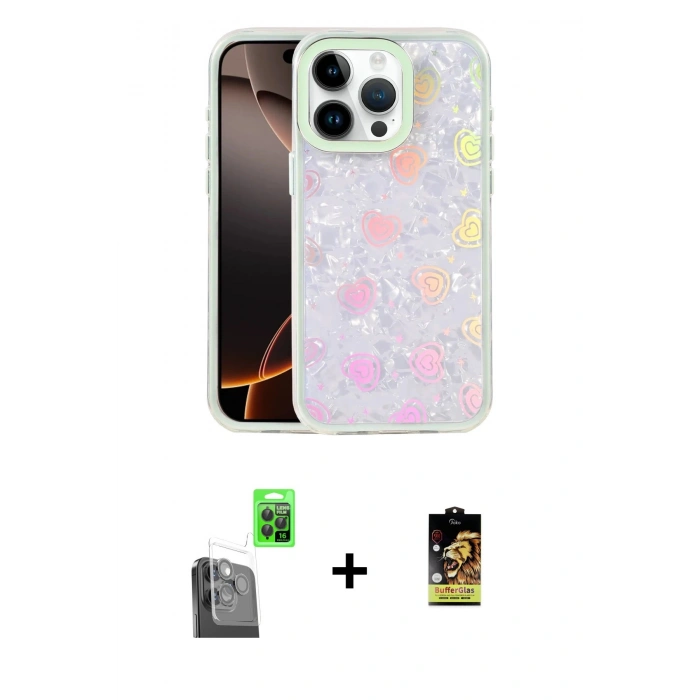MARSİLYAN™- iPhone 16 Pro Max Kılıf Odak Prime - Siyah Buffer Cam Ekran Koruyucu + Raze Metal Kamera Lens - SH