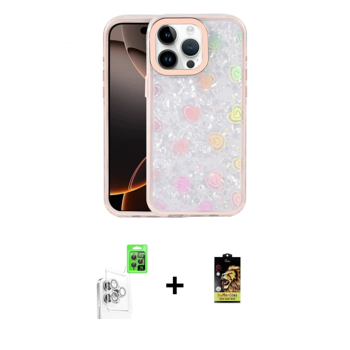 MARSİLYAN™- iPhone 16 Pro Max Kılıf Odak Prime - Siyah Buffer Cam Ekran Koruyucu + Raze Metal Kamera Lens - BZ