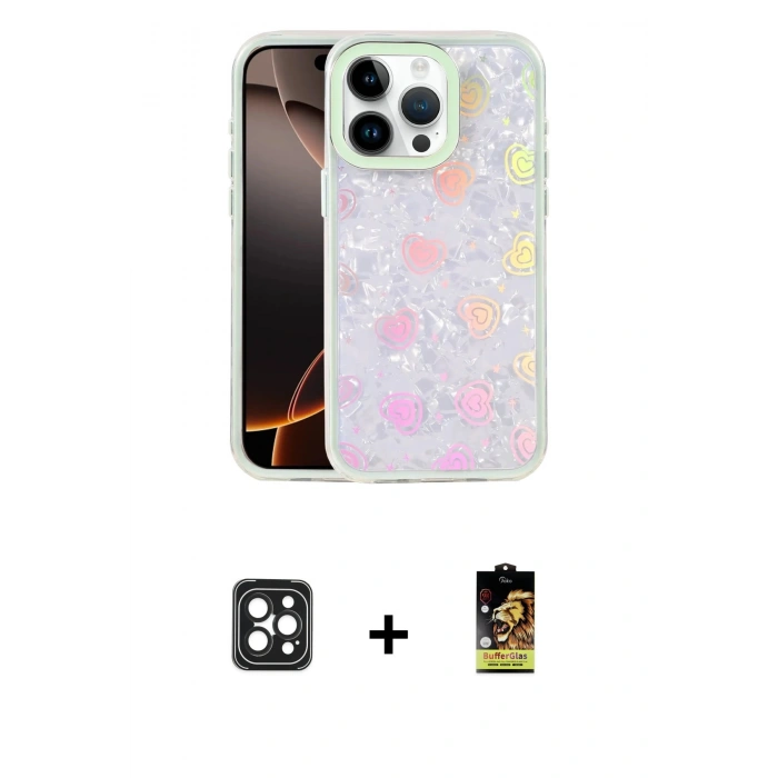 MARSİLYAN™- iPhone 16 Pro Max Kılıf Odak Prime - Siyah Buffer Cam Ekran Koruyucu + Siyah PVD Metal Kamera Lens