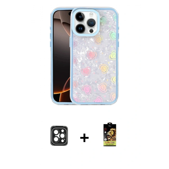 MARSİLYAN™- iPhone 16 Pro Max Kılıf Odak Prime - Siyah Buffer Cam Ekran Koruyucu + Siyah PVD Metal Kamera Lens